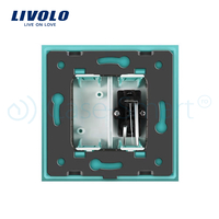 Priza simpla audio Livolo cu rama din sticla, verde