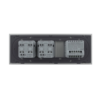 Intrerupator Dublu + 2 Prize LIVOLO cu Rama Din Sticla, Standard Italian, 6M, gri