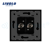 Priza dubla TV Livolo cu rama din sticla, negru