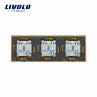 Priza tripla Livolo cu rama din sticla, auriu