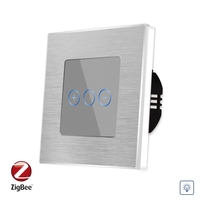 Intrerupator Simplu cu Variator cu Touch din Sticla si Rama de Aluminiu LUXION, protocol Zigbee, gri
