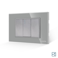 Intrerupator Simplu Cap Scara Mecanic 1M si 2 Taste False LUXION cu Rama din Sticla, Standard Italian, 3M, gri