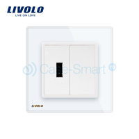 Priza USB Livolo cu rama din sticla, alb