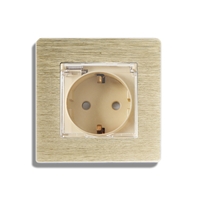 Priza Simpla cu Capac de Protectie LUXION cu rama din aluminiu, auriu