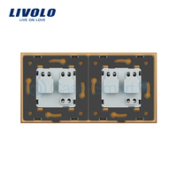 Priza dubla Livolo cu rama din sticla, auriu