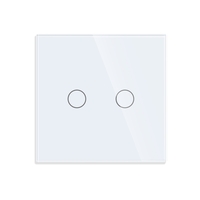 Intrerupator Dublu Cap Scara/Cruce cu Touch din Sticla LUXION, Serie A, alb