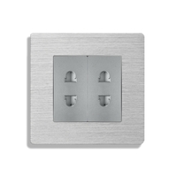 Priza Dubla cu Module Inguste cu Rama din Aluminiu LUXION, gri