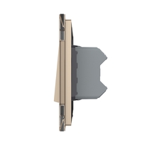 Intrerupator Dublu Mecanic Cap Cruce LIVOLO cu Rama din Sticla - Serie Noua, auriu