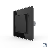 Intrerupator Dublu Mecanic Cap Scara LIVOLO cu Rama din Sticla - Serie Noua, negru