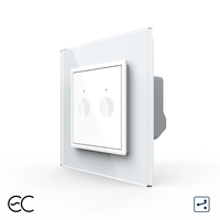 Intrerupator Dublu Cap Scara / Cruce cu Touch LIVOLO cu Rama din Sticla - Protocol Zigbee EC, alb
