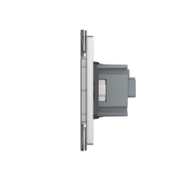 Priza dubla Livolo cu rama din sticla 4M, standard Italian, Serie noua, gri