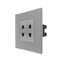 Priza Dubla cu Module Inguste cu Rama din Sticla LUXION, gri