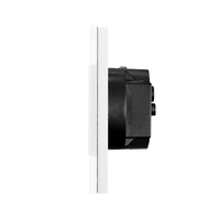 Intrerupator Dublu Cap Scara / Cruce + Priza cu Rama din Sticla LUXION, Serie A, alb