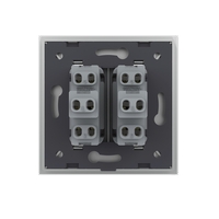 Intrerupator Dublu Mecanic Cap Scara LIVOLO cu Rama din Sticla - Serie Noua, gri