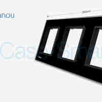 Rama priza tripla Livolo din sticla, negru