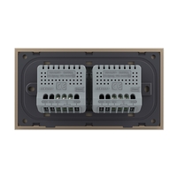 Intrerupator Simplu + Simplu cu Touch LIVOLO cu Rama Din Sticla, Standard Italian, 4M, auriu