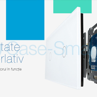 Panou intrerupator simplu+simplu cu touch Livolo din sticla, alb