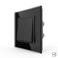 Intrerupator Dublu Mecanic Cap Cruce LIVOLO cu Rama din Sticla - Serie Noua, negru