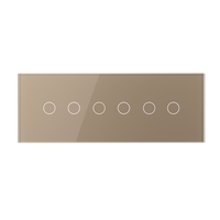 Panou Intrerupator Dublu + Dublu + Dublu cu Touch LIVOLO din Sticla, Standard Italian - 6/7M, auriu
