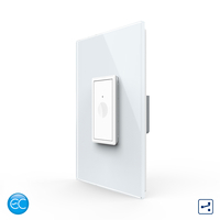 Intrerupator Simplu Cap Scara / Cruce cu Touch Livolo cu Rama Din Sticla 1M, Zigbee EC - Serie Noua, alb