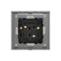 Intrerupator Dublu Mecanic cu Reset / Revenire LUXION cu Rama din Sticla, gri