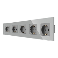 Priza Cvintupla LUXION cu rama din sticla, gri