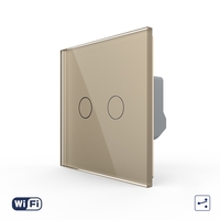 Intrerupator Dublu Cap Scara / Cruce Wi-Fi cu Touch LIVOLO din Sticla - Serie Noua, auriu