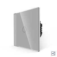 Intrerupator Simplu Cap Scara/Cruce cu Touch din Sticla LUXION, Serie A, gri