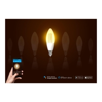 Bec inteligent LED Wireless Homeflow B-5007, E14, 4.5W (25W), 400lm, dimabil, filament, lumina calda, Control de pe telefonul mobil