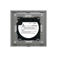 Intrerupator Simplu Cap Scara / Cruce cu Touch din Sticla si Rama de Aluminiu LUXION, RF433, gri