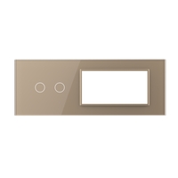 Panou Intrerupator Dublu cu 2 Prize LIVOLO din Sticla, Standard Italian - 6/7M, auriu