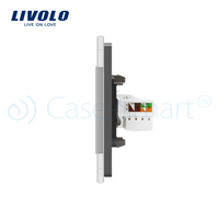 Priza dubla internet Livolo cu rama din sticla, gri