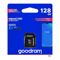 Card de memorie MicroSDXC + Adaptor SD, GOODRAM M1AA-1280R12, 128 GB, Memorie interna USH-I