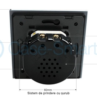 Intrerupator simplu + simplu cu touch Livolo din sticla, negru