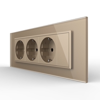 Priza tripla cu blank Livolo cu rama din sticla 6/7 module - standard Italian, auriu
