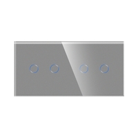 Panou Intrerupator Dublu + Dublu cu Touch Din Sticla LUXION, gri
