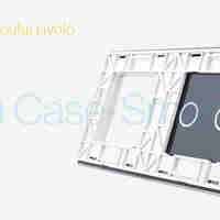 Panou intrerupator dublu cu touch + priza simpla Livolo din sticla, alb