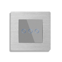 Intrerupator Triplu cu Touch din Sticla si Rama de Aluminiu LUXION, 500W, gri