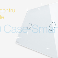 Panou intrerupator simplu+simplu cu touch Livolo din sticla, alb