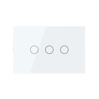 Intrerupator Triplu Cap Scara / Cruce cu Touch LIVOLO din Sticla, Standard Italian - protocol ZigBee EC, alb