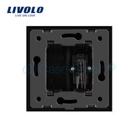 Priza simpla audio Livolo cu rama din sticla, negru