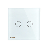 Panou intrerupator dublu cu touch Livolo din sticla, alb