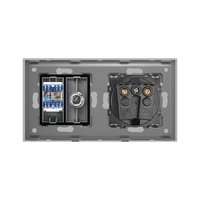 Priza Schuko + TV + Internet cu Rama Din Sticla LUXION, gri