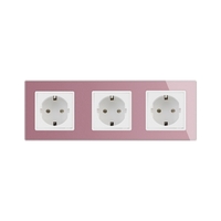 Priza tripla Livolo cu rama din sticla, roz