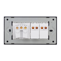 Intrerupator Dublu + Priza cu Rama din Sticla LUXION, Standard Italian, 4M, negru