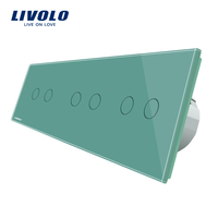 Intrerupator dublu+dublu+dublu cu touch Livolo din sticla, verde