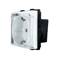 Modul Priza Simpla cu Capac Fara Rama Din Sticla LUXION, alb