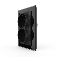 Priza Dubla Livolo cu Rama din Sticla Pentru Doza Simpla, negru