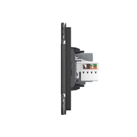 Priza Dubla Livolo cu Rama din Sticla 1 Priza Schuko+TV/internet, Standard Italian - Serie Noua, negru