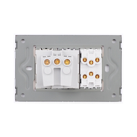 Intrerupator Dublu Cap Scara + Priza cu Rama din Sticla LUXION, Standard Italian, 3M, auriu